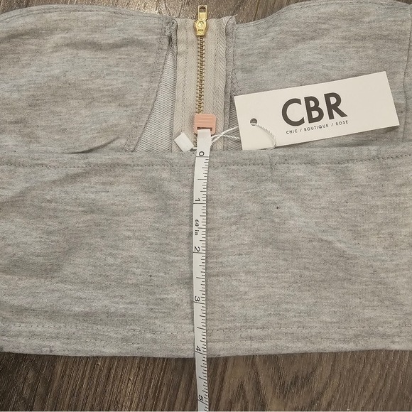 szL Womens NWT Gray Sleeveless Strapless Gold Zippered Bustier Crop Bra Top Sexy - Picture 11 of 11